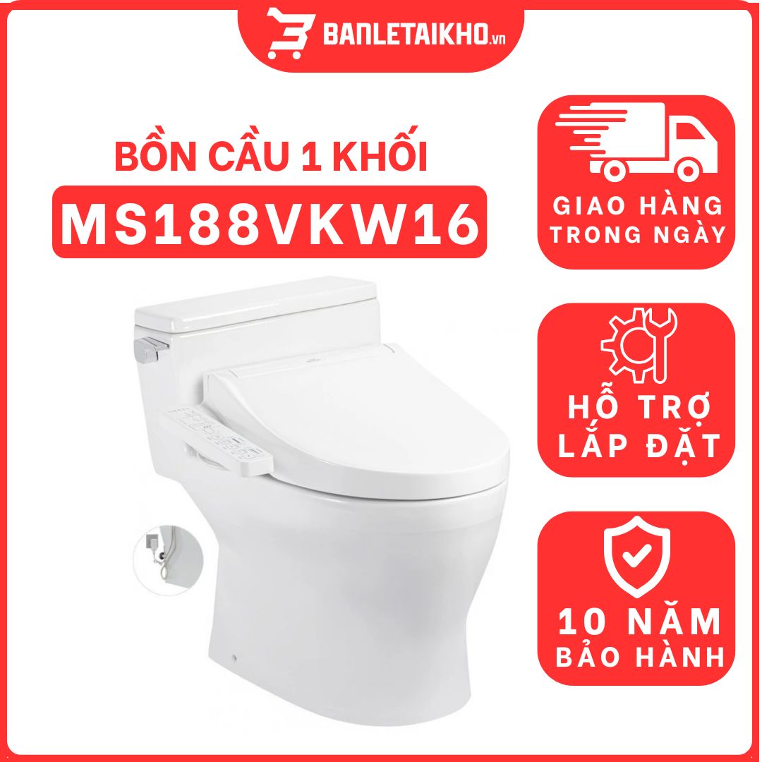 Bồn cầu TOTO MS188VKW16 T53P100VR 1 khối nắp điện tử Washlet C2 TCF23410AAA 1 bon-cau-toto-1-khoi-MS188VKW16-tai-banletaikho