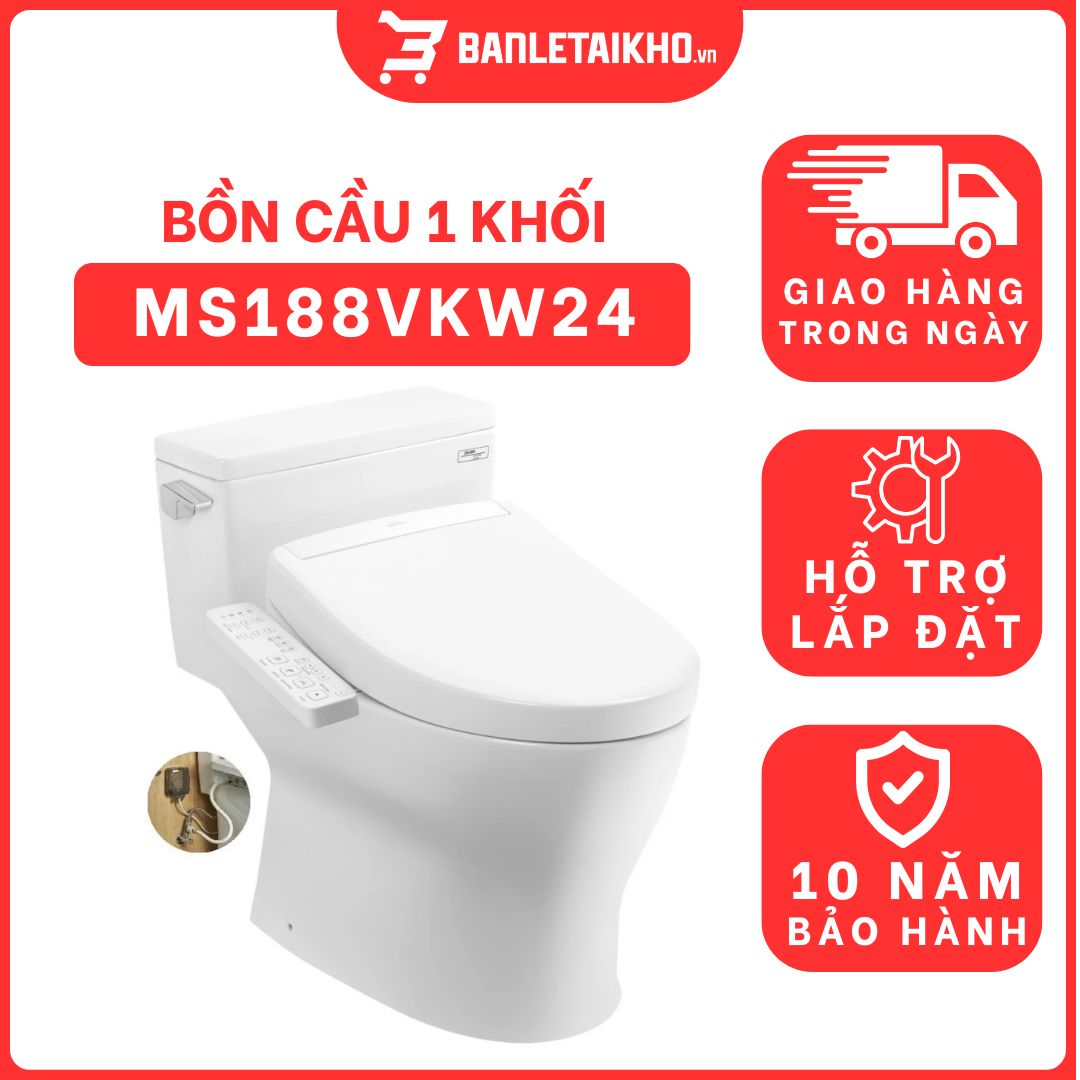 Bồn cầu TOTO MS188VKW24 T53P100VR 1 khối nắp điện tử Washlet S2 TCF33461GAA 1 bon-cau-toto-1-khoi-MS188VKW24-cua-toto-banletaikho