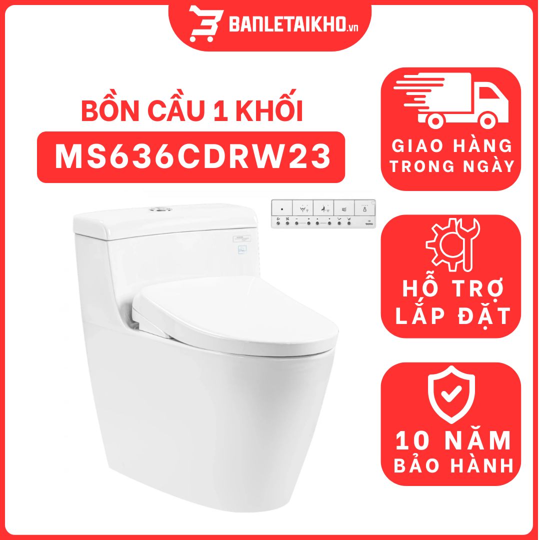 Bồn cầu TOTO MS636CDRW23 1 khối nắp điện tử Washlet S7 TCF47360GAA giấu dây 1 bon-cau-toto-1-khoi-MS636CDRW23-cua-toto-banletaikho