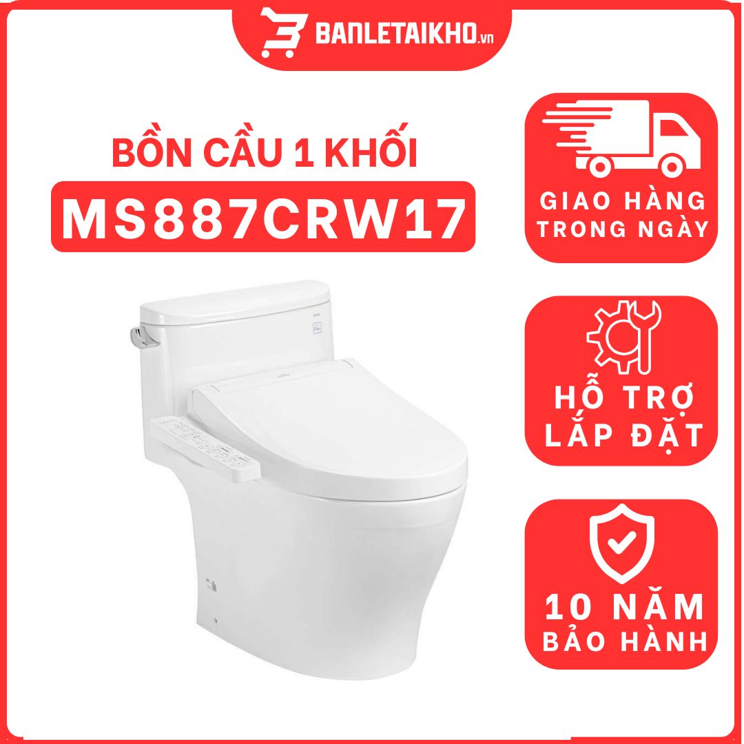 Bồn cầu TOTO MS887CRW17 1 khối nắp điện tử Washlet C2 TCF23460AAA giấu dây 1 bon-cau-toto-1-khoi-MS887CRW17-tai-banletaikho