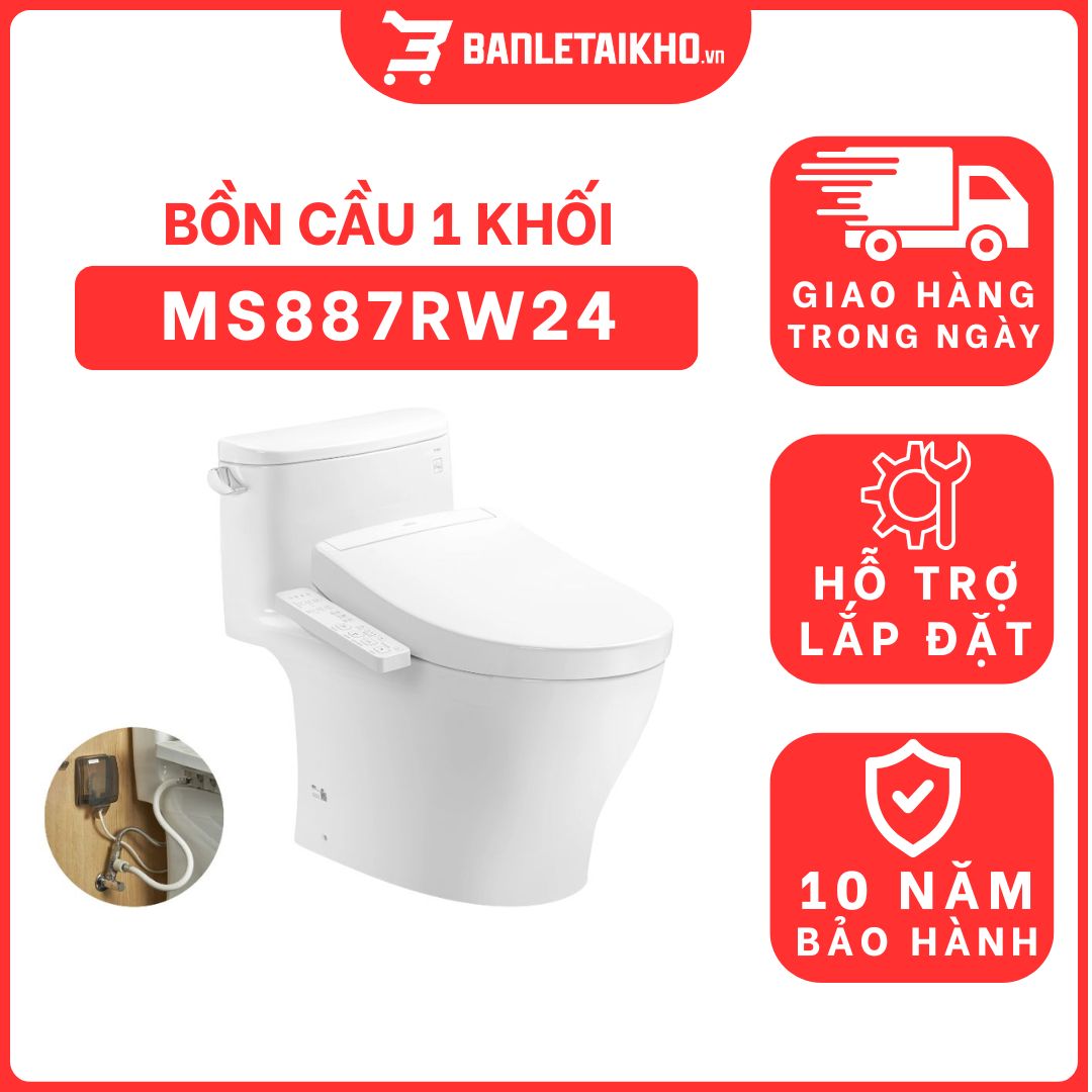 Bồn cầu TOTO MS887RW24 1 khối nắp điện tử Washlet S2 TCF33461GAA 1 bon-cau-toto-1-khoi-MS887RW24-cua-toto-banletaikho