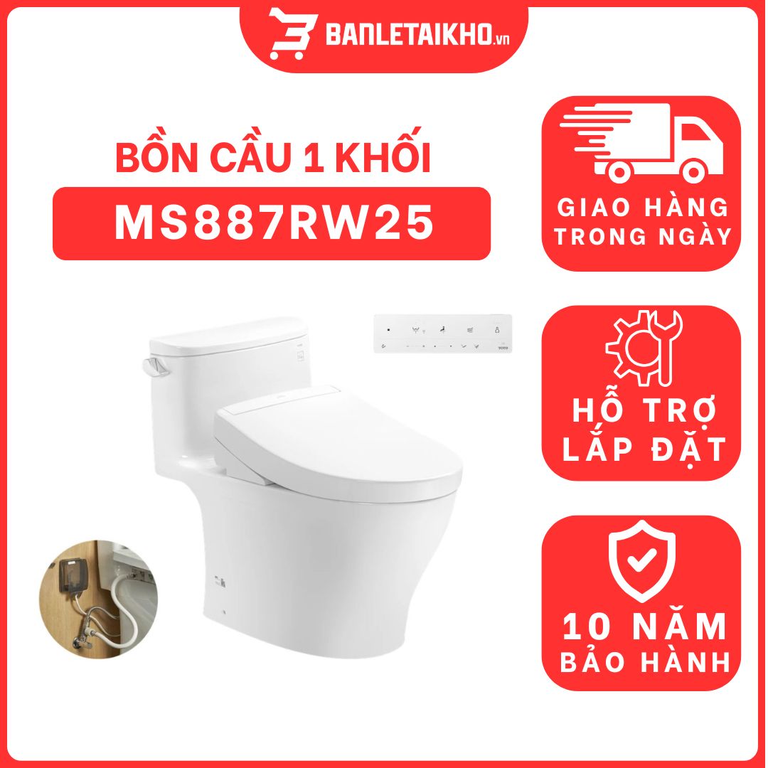 Bồn cầu TOTO MS887RW25 1 khối nắp điện tử Washlet S5 TCF34461GAA 1 bon-cau-toto-1-khoi-MS887RW25-cua-toto-banletaikho