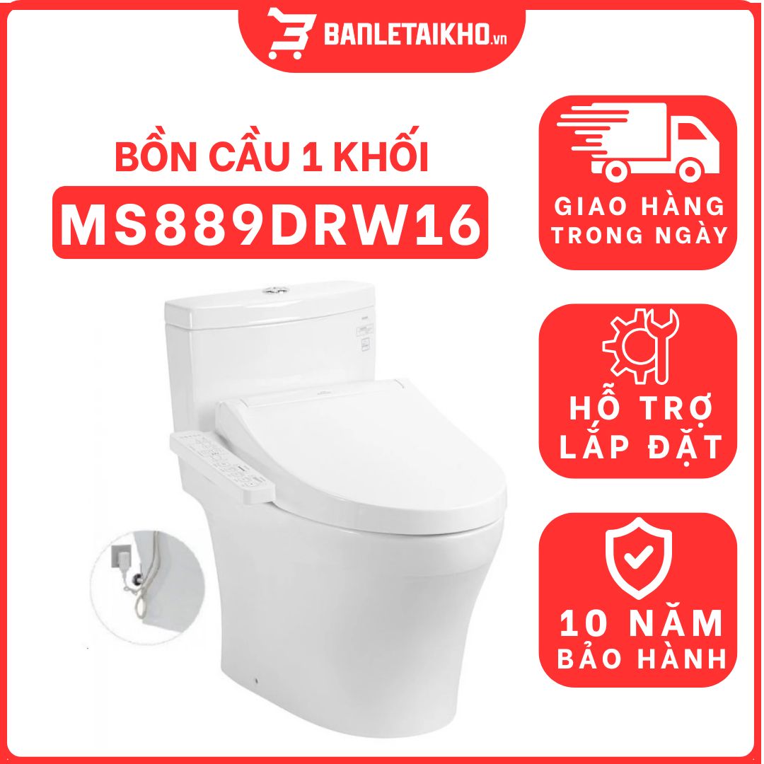 Bồn cầu TOTO MS889DRW16 1 khối nắp điện tử Washlet C2 TCF23410AAA 1 bon-cau-toto-1-khoi-MS889DRW16-tai-banletaikho