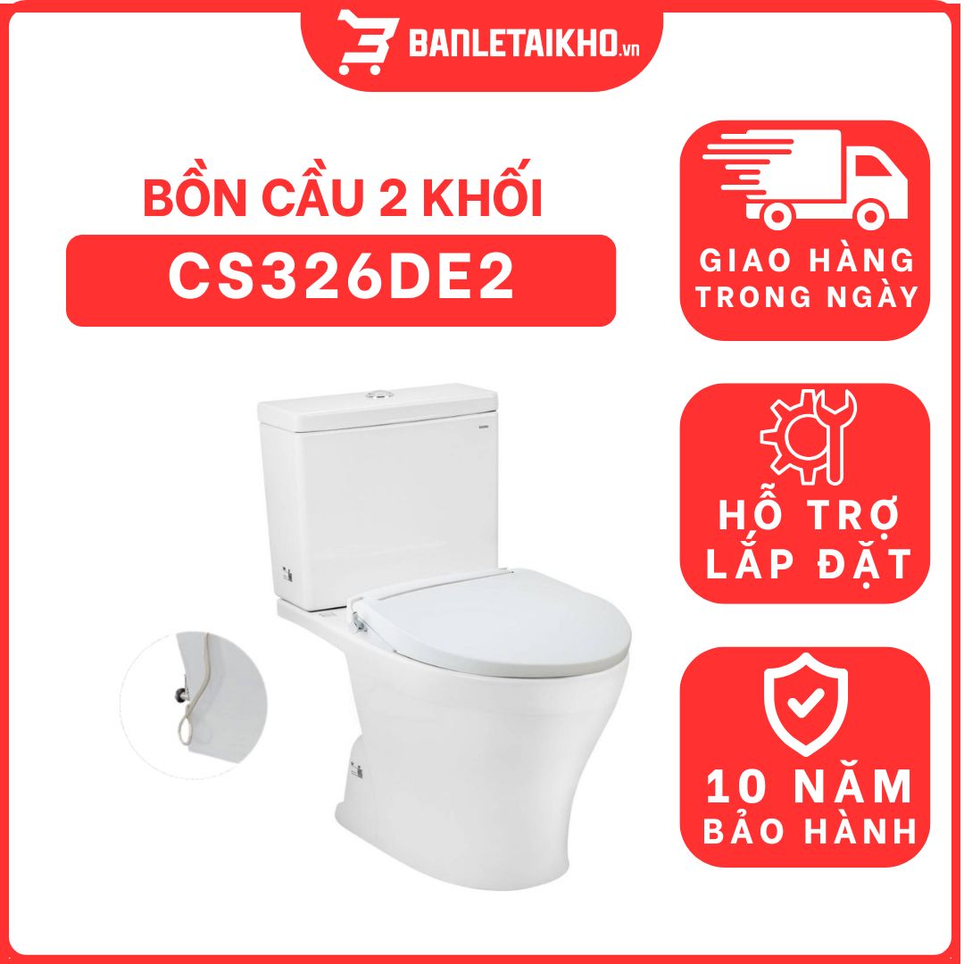 Bồn cầu TOTO CS326DE2 2 khối nắp rửa cơ TCW07S 1 bon-cau-toto-2-khoi-CS326DE2-cua-toto-banletaikho