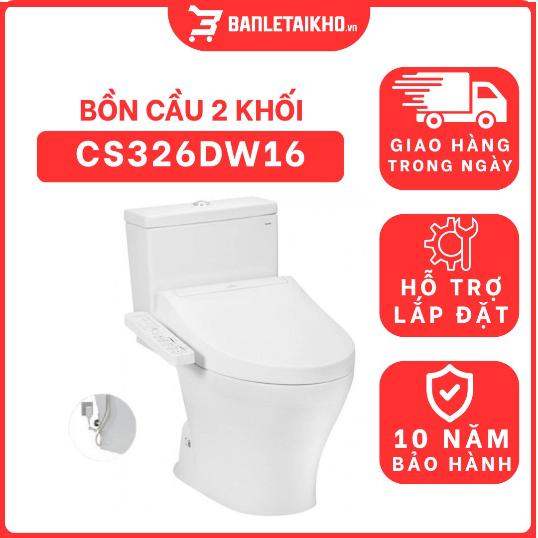 Bồn cầu TOTO CS326DW16 2 khối nắp điện tử Washlet C2 TCF23410AAA 1 bon-cau-toto-2-khoi-CS326DW16-cua-toto-banletaikho