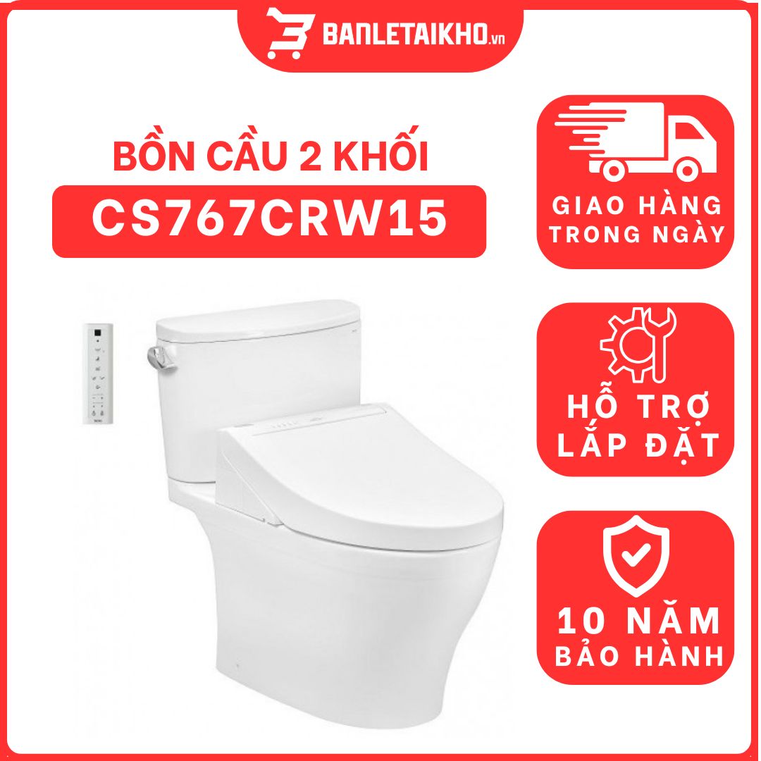 Bồn cầu TOTO CS767CRW15 2 khối nắp điện tử Washlet C5 TCF24460AAA giấu dây 1 bon-cau-toto-2-khoi-CS767CRW15-cua-toto-banletaikho