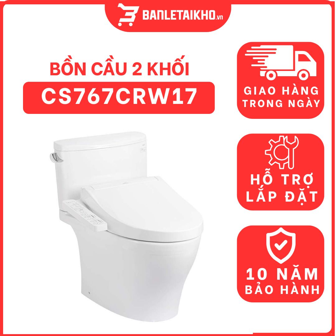 Bồn cầu TOTO CS767CRW17 2 khối nắp điện tử Washlet C2 TCF23460AAA giấu dây 1 bon-cau-toto-2-khoi-CS767CRW17-cua-toto-banletaikho