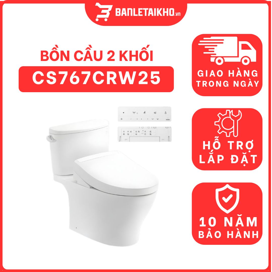 Bồn cầu TOTO CS767CRW25 2 khối nắp điện tử Washlet S5 TCF34461GAA giấu dây 1 bon-cau-toto-2-khoi-CS767CRW25-cua-toto-banletaikho-1