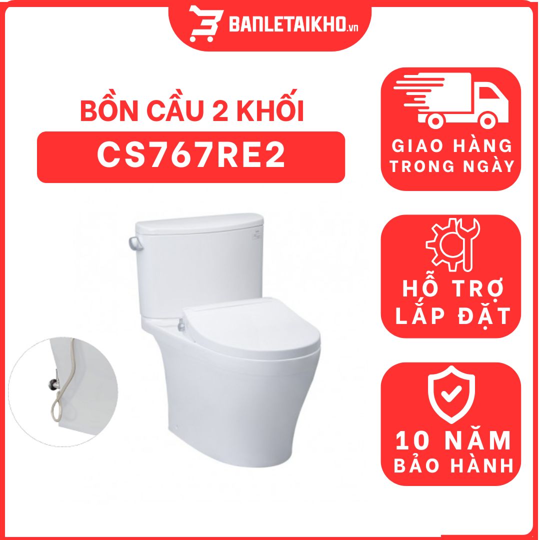 Bồn cầu TOTO CS767RE2 2 khối nắp rửa cơ TCW07S 1 bon-cau-toto-2-khoi-CS767RE2-cua-toto-banletaikho