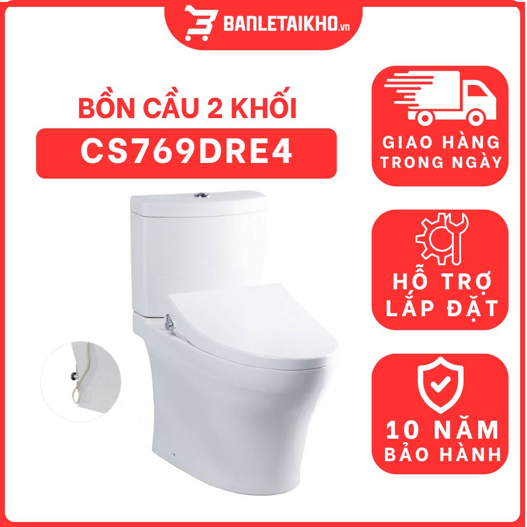 Bồn cầu TOTO CS769DRE4 2 khối nắp rửa cơ TCW1211A 1 bon-cau-toto-2-khoi-CS769DRE4-cua-toto-banletaikho