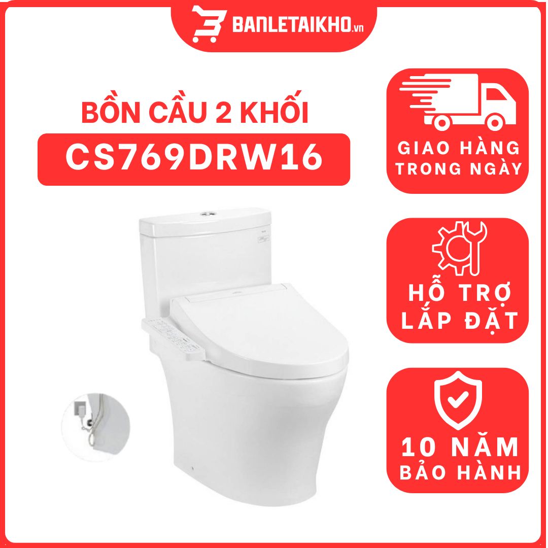 Bồn cầu TOTO CS769DRW16 2 khối nắp điện tử Washlet C2 TCF23410AAA 1 bon-cau-toto-2-khoi-CS769DRW16-cua-toto-banletaikho