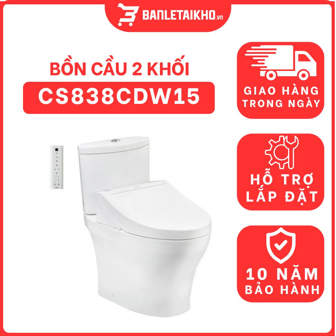 Bồn cầu TOTO CS838CDW15 2 khối nắp điện tử Washlet C5 TCF24460AAA giấu dây 1 bon-cau-toto-2-khoi-CS838CDW15-cua-toto-banletaikho