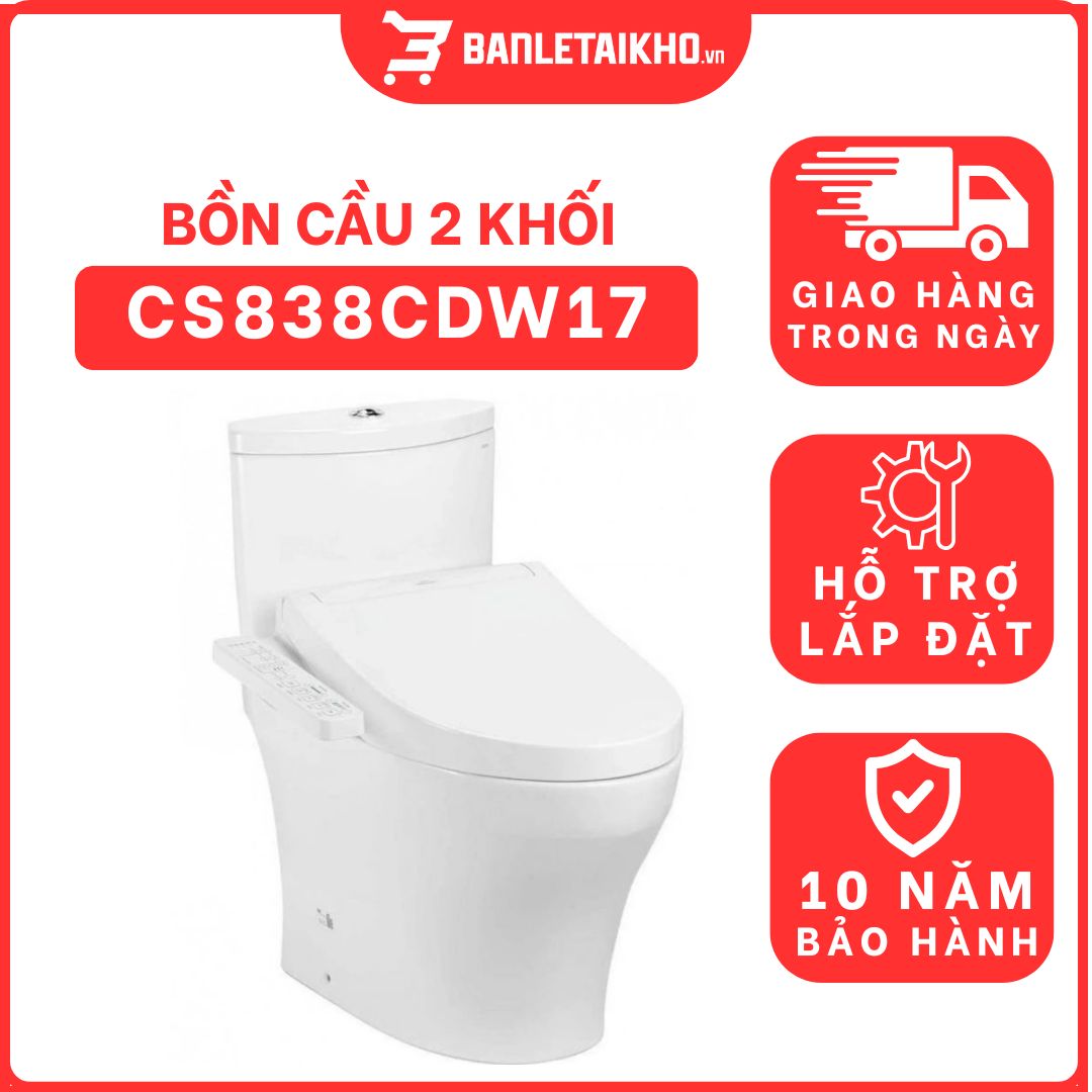 Bồn cầu TOTO CS838CDW17 2 khối nắp điện tử Washlet C2 TCF23460AAA giấu dây 1 bon-cau-toto-2-khoi-CS838CDW17-cua-toto-banletaikho