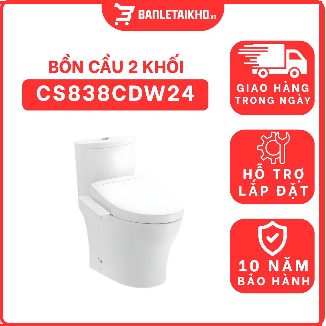 Bồn cầu TOTO CS838CDW24 2 khối nắp điện tử Washlet S2 TCF33461GAA giấu dây 1 bon-cau-toto-2-khoi-CS838CDW24-cua-toto-banletaikho-1