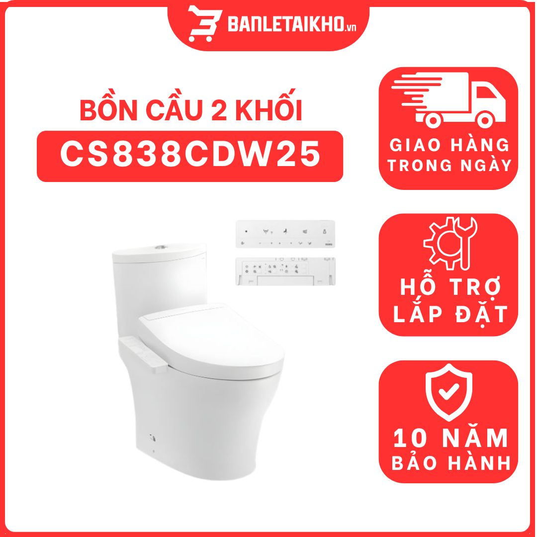 Bồn cầu TOTO CS838CDW25 2 khối nắp điện tử Washlet S5 TCF34461GAA giấu dây 1 bon-cau-toto-2-khoi-CS838CDW25-cua-toto-banletaikho-1