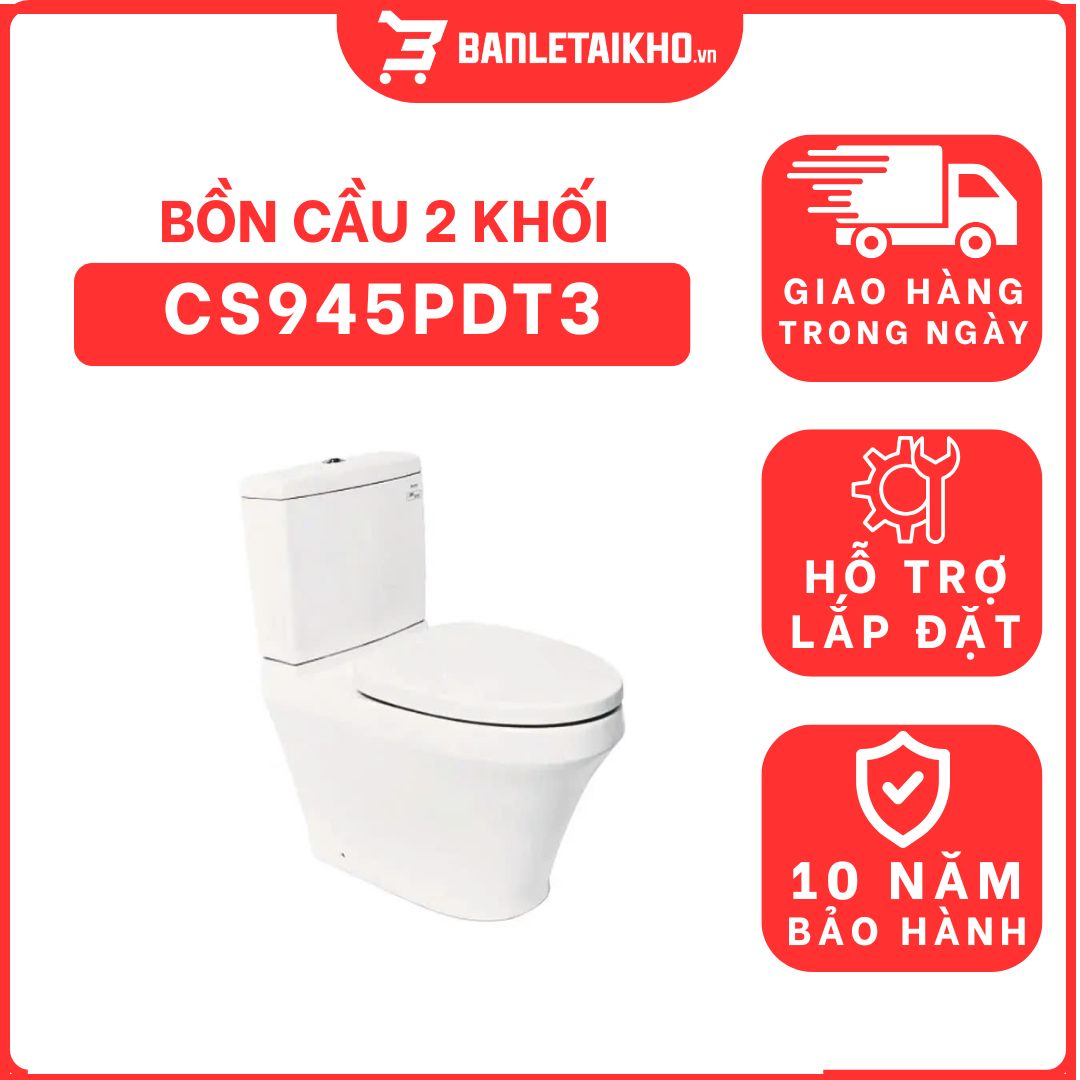 Bồn cầu 2 khối TOTO CS945PDT3 nắp đóng êm TC385VS thoát ngang 1 bon-cau-toto-2-khoi-CS945PDT3-cua-toto-banletaikho-1