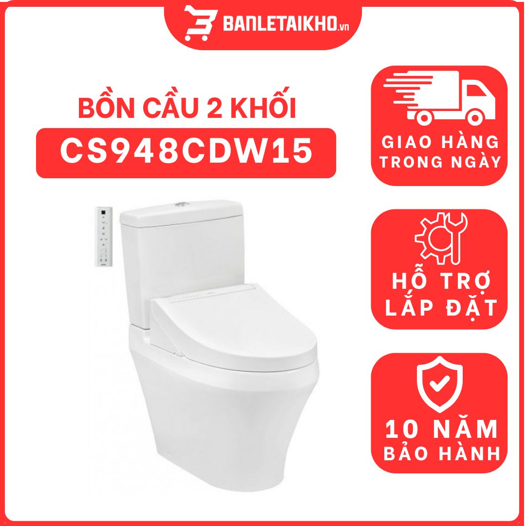 Bồn cầu TOTO CS948CDW15 2 khối nắp điện tử Washlet C5 TCF24460AAA giấu dây 1 bon-cau-toto-2-khoi-CS948CDW15-cua-toto-banletaikho