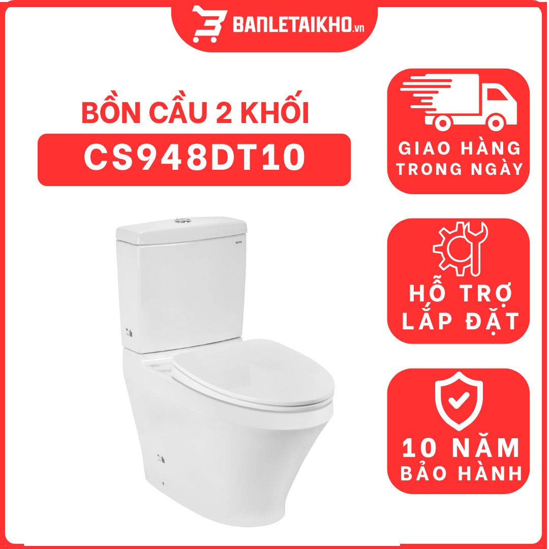Bồn cầu 2 khối TOTO CS948DT10 nắp đóng êm TC395VS 1 bon-cau-toto-2-khoi-CS948DT10-cua-toto-banletaikho