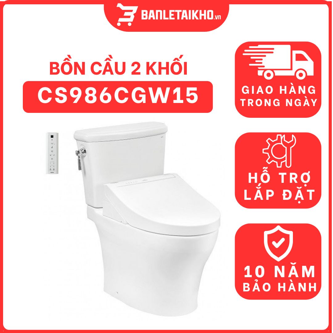Bồn cầu TOTO CS986CGW15 2 khối nắp điện tử Washlet C5 TCF24460AAA giấu dây 1 bon-cau-toto-2-khoi-CS986CGW15-cua-toto-banletaikho