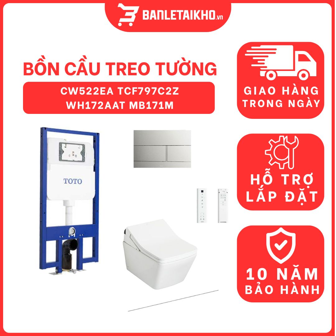 Bồn cầu treo tường điện tử SX (giấu dây) xả tự động TOTO CW522EA TCF797C2Z WH172AAT MB171M 1 bon-cau-treo-tuong-toto-CW522EA-TCF797C2Z-WH172AAT-MB171M-cua-toto-banletaikho-1