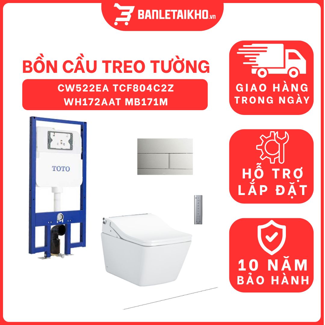 Bồn cầu treo tường điện tử SW (giấu dây) xả tự động TOTO CW522EA TCF804C2Z WH172AAT MB171M 1 bon-cau-treo-tuong-toto-CW522EA-TCF804C2Z-WH172AAT-MB171M-cua-toto-banletaikho-1