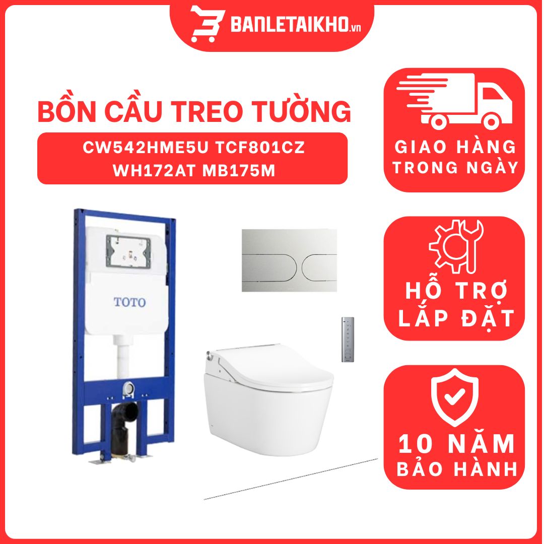 Bồn cầu treo tường điện tử RW (giấu dây) TOTO CW542HME5U TCF801CZ WH172AT MB175M 1 bon-cau-treo-tuong-toto-CW542HME5U-TCF801CZ-WH172AT-MB175M-cua-toto-banletaikho-1