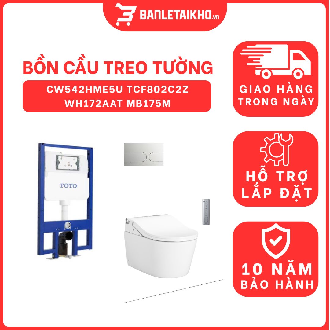 Bồn cầu treo tường điện tử RW (giấu dây) xả tự động TOTO CW542HME5U TCF802C2Z WH172AAT MB175M 1 bon-cau-treo-tuong-toto-CW542HME5U-TCF802C2Z-WH172AAT-MB175M-cua-toto-banletaikho-1