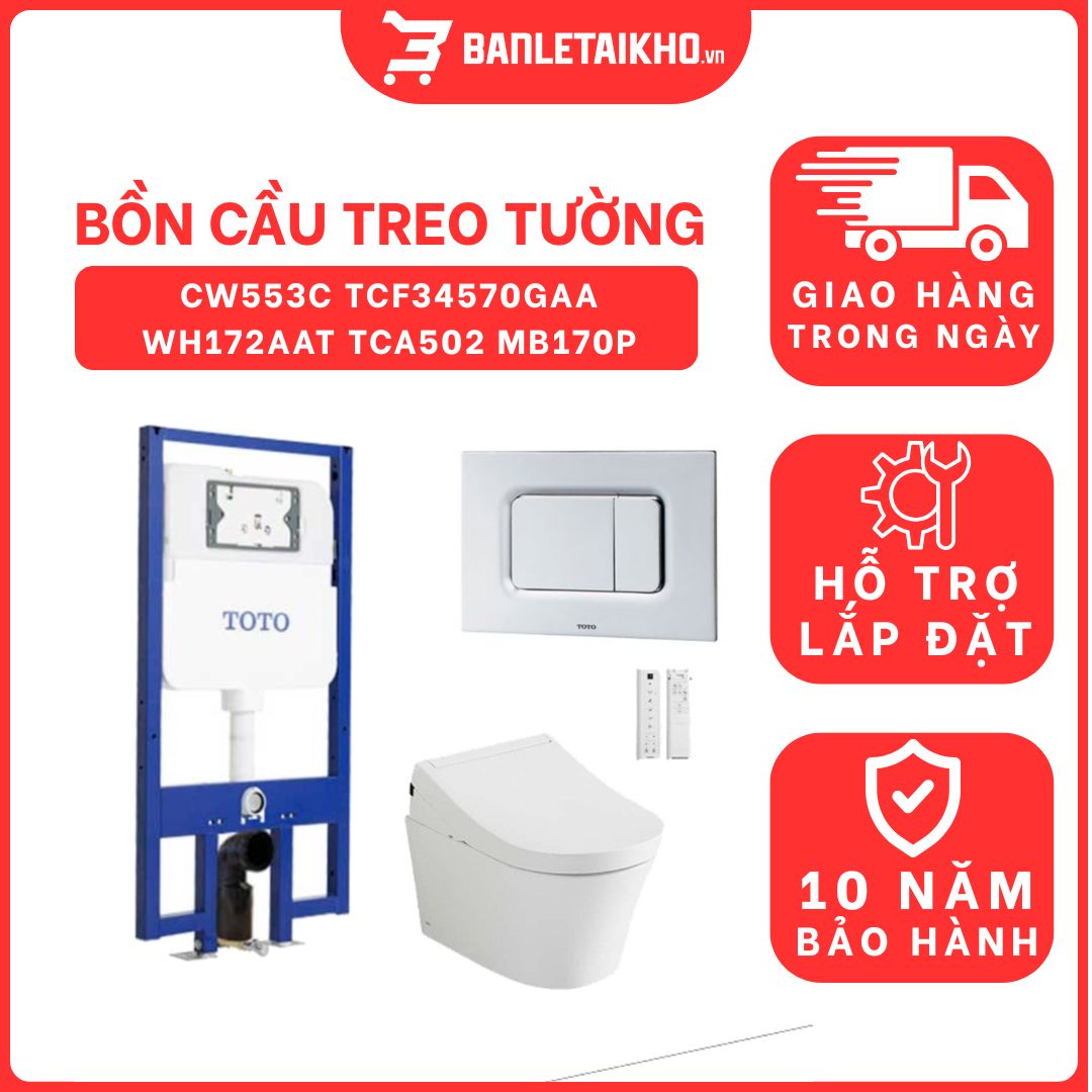 Bồn cầu treo tường nắp êm TOTO CW553 TC384CVK WH172A MB170P#SS 1 bon-cau-treo-tuong-toto-CW553-TC384CVK-WH172A-MB170P-cua-toto-banletaikho-1