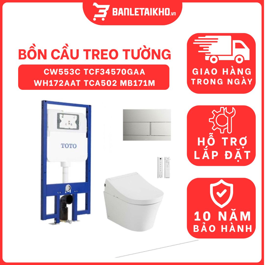 Bồn cầu treo tường nắp rửa điện tử S5 (giấu dây) xả tự động TOTO CW553C TCF34570GAA WH172AAT TCA502 MB171M#SS 1 bon-cau-treo-tuong-toto-CW553C-TCF34570GAA-WH172AAT-TCA502-MB171M-cua-toto-banletaikho-1