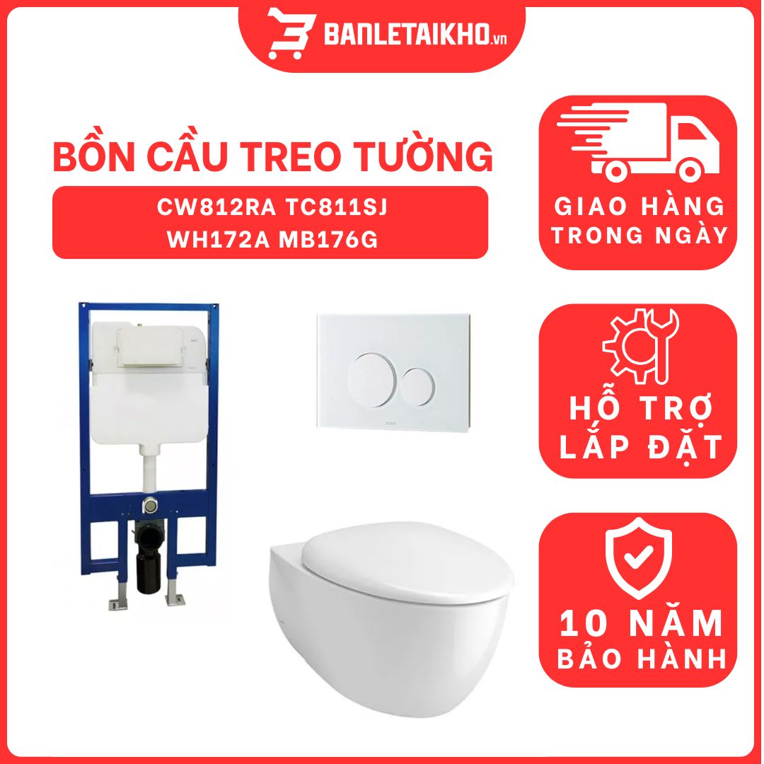 Bồn cầu treo tường nắp êm TOTO CW812RA TC811SJ WH172A MB176G 1 bon-cau-treo-tuong-toto-CW812RA-TC811SJ-WH172A-MB176G-cua-toto-banletaikho-1