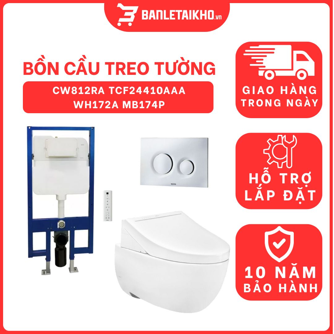 Bàn cầu treo tường LP Series điện tử TOTO CW812RA TCF24410AAA WH172A MB174P#SS 1 bon-cau-treo-tuong-toto-CW812RA-TCF24410AAA-WH172A-MB174P-cua-toto-banletaikho-1