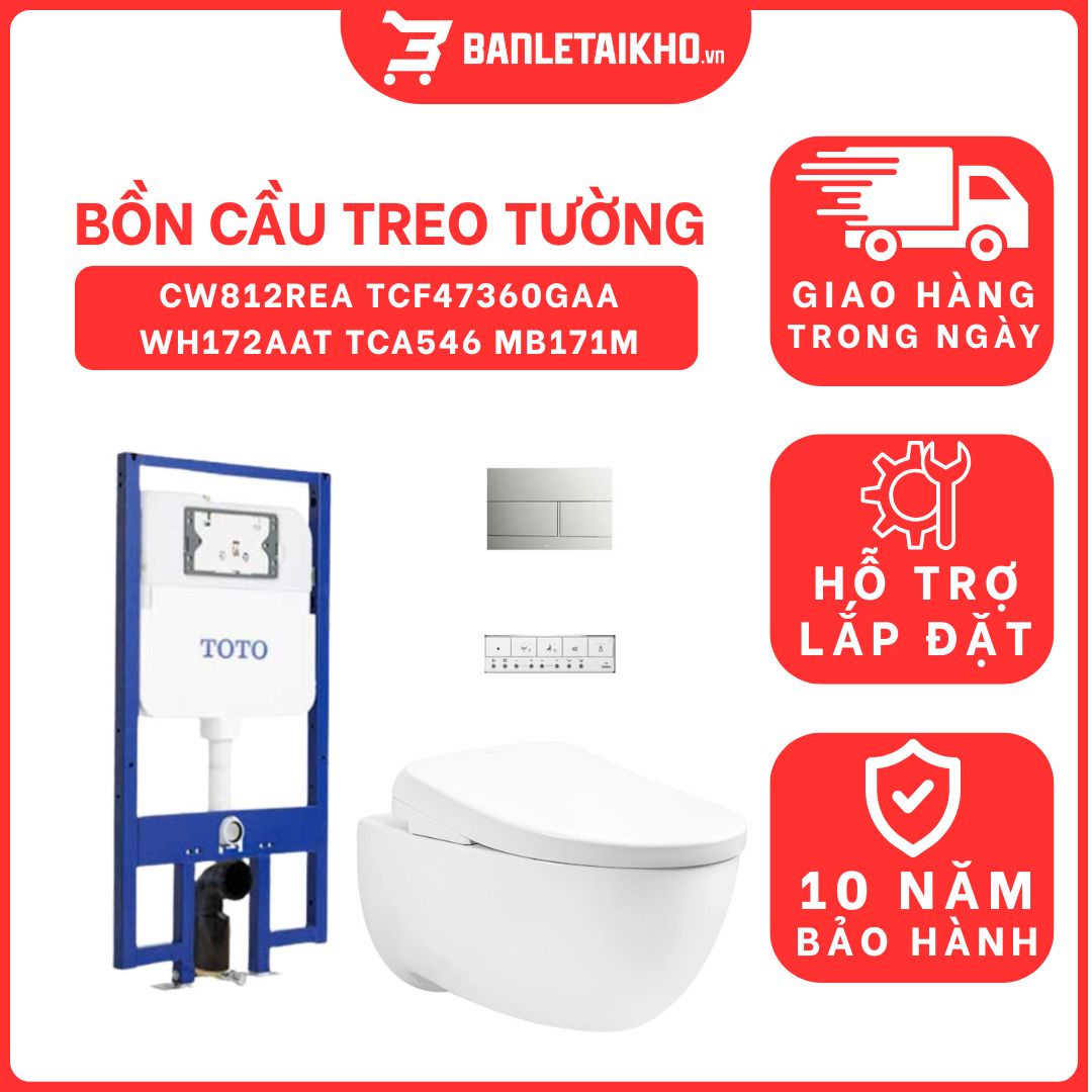 Bồn cầu treo tường nắp rửa điện tử S7 (giấu dây) xả tự động TOTO CW812REA TCF47360GAA WH172AAT TCA546 MB171M#SS 1 bon-cau-treo-tuong-toto-CW812REA-TCF47360GAA-WH172AAT-TCA546-MB171M-cua-toto-banletaikho-1