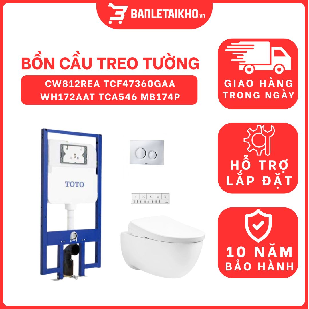 Bồn cầu treo tường nắp điện tử (giấu dây) xả tự động TOTO CW812REA TCF47360GAA WH172AAT TCA546 MB174P 1 bon-cau-treo-tuong-toto-CW812REA-TCF47360GAA-WH172AAT-TCA546-MB174P-cua-toto-banletaikho-1