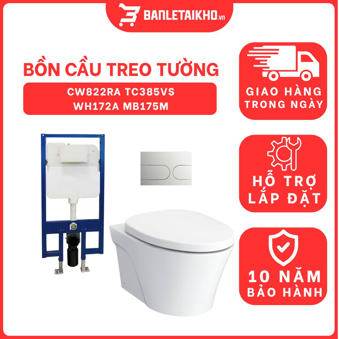 Bồn cầu treo tường nắp êm TOTO CW822RA TC385VS WH172A MB175M 1 bon-cau-treo-tuong-toto-CW822RA-TC385VS-WH172A-MB175M-cua-toto-banletaikho-1
