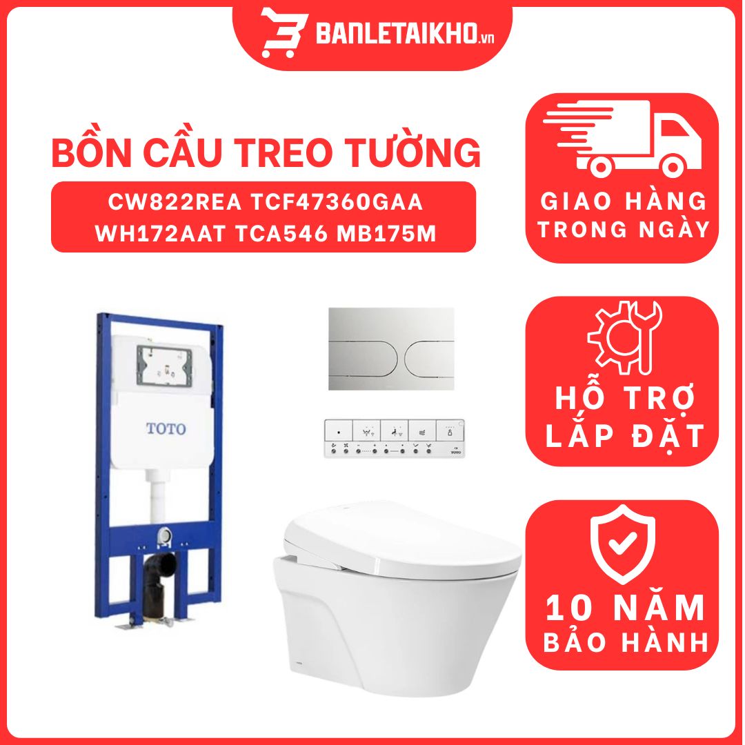 Bồn cầu treo tường nắp rửa điện tử S7 (giấu dây) xả tự động TOTO CW822REA TCF47360GAA WH172AAT TCA546 MB175M#SS 1 bon-cau-treo-tuong-toto-CW822REA TCF47360GAA WH172AAT TCA546 MB175M-cua-toto-banletaikho-1