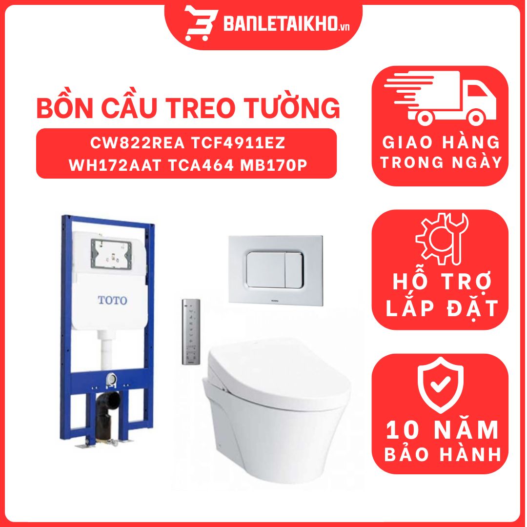 Bồn cầu treo tường điện tử S7 (giấu dây) xả tự động TOTO CW822REA TCF4911EZ WH172AAT TCA464 MB170P#SS 1 bon-cau-treo-tuong-toto-CW822REA-TCF4911EZ-WH172AAT-TCA464-MB170P-cua-toto-banletaikho-1