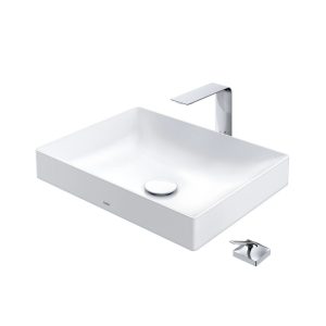 Chậu lavabo đặt bàn TOTO LT4715MTG19#CMW (LT4715MTG19CMW) trắng mờ men Cefiontect vành mỏng Linear Ceram