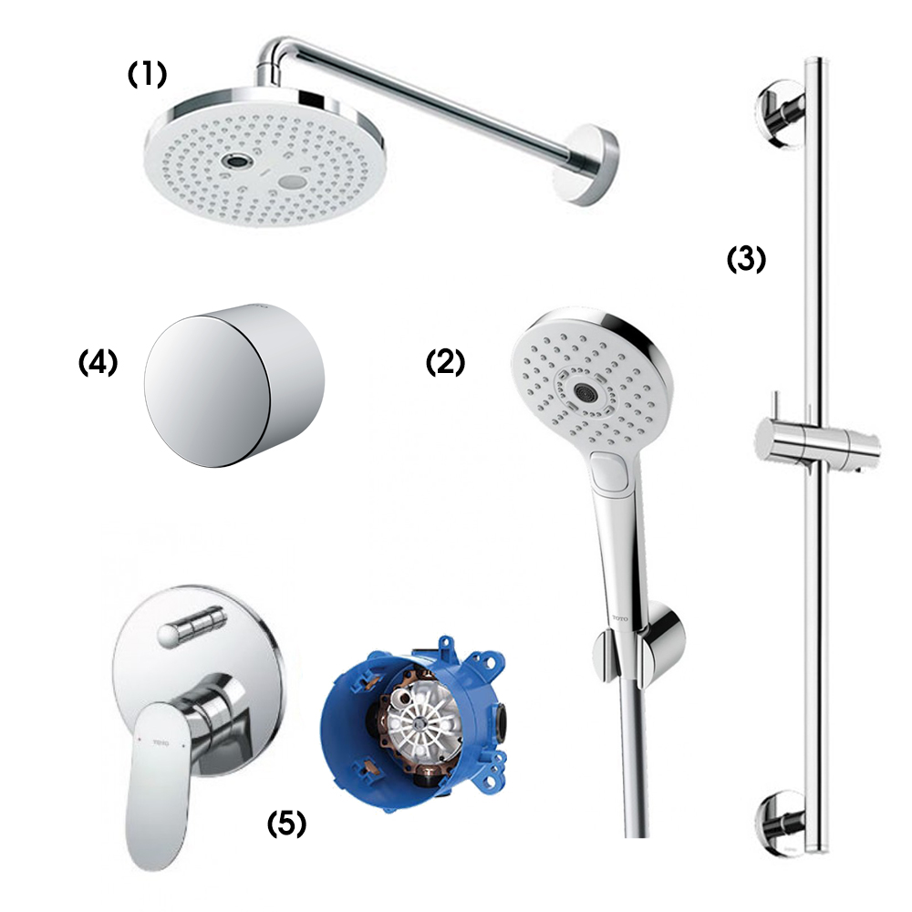 Set sen tắm âm tường 2 đường nước nóng lạnh TOTO TBW01004A TBW01010A 1 Set sen tắm âm tường 2 đường nước nóng lạnh TOTO TBW01004A TBW01010A