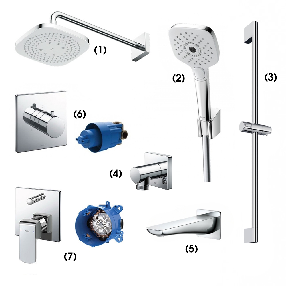 Set sen tắm âm tường 3 đường nước nóng lạnh TOTO TBW02003A 1 Set sen tắm âm tường 3 đường nước nóng lạnh TOTO TBW02003A