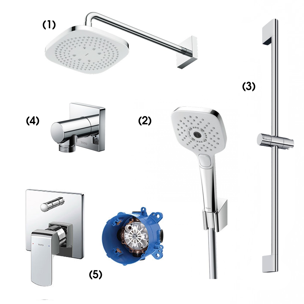 Set sen tắm âm tường 2 đường nước nóng lạnh TOTO TBW02003A TBW02006A 1 Set sen tắm âm tường 2 đường nước nóng lạnh TOTO TBW02003A TBW02006A