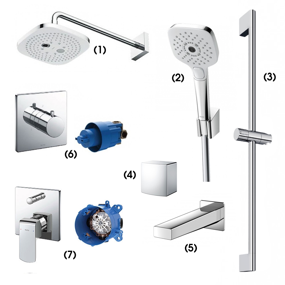 Set sen tắm âm tường 3 đường nước nóng lạnh TOTO TBW02004A 1 Set sen tắm âm tường 3 đường nước nóng lạnh TOTO TBW02004A