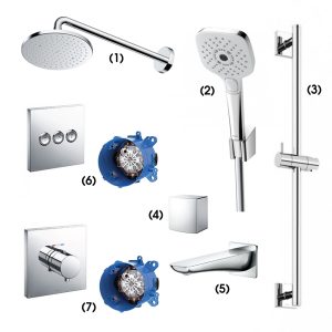 Set sen tắm âm tường 3 đường nước nhiệt độ TOTO TBW07001A