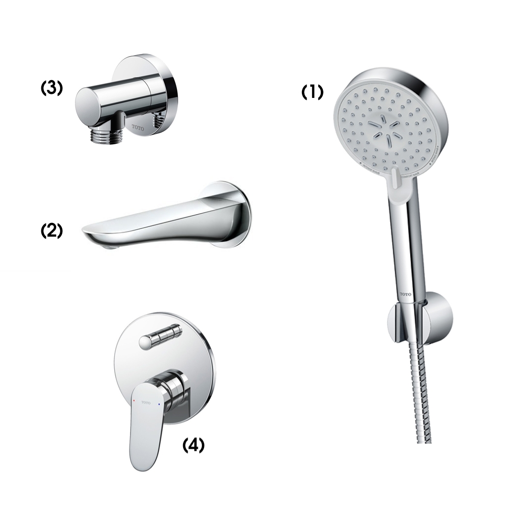 Set sen tắm âm tường 2 đường nước nóng lạnh TOTO TBW07009A 1 Set sen tắm âm tường 2 đường nước nóng lạnh TOTO TBW07009A