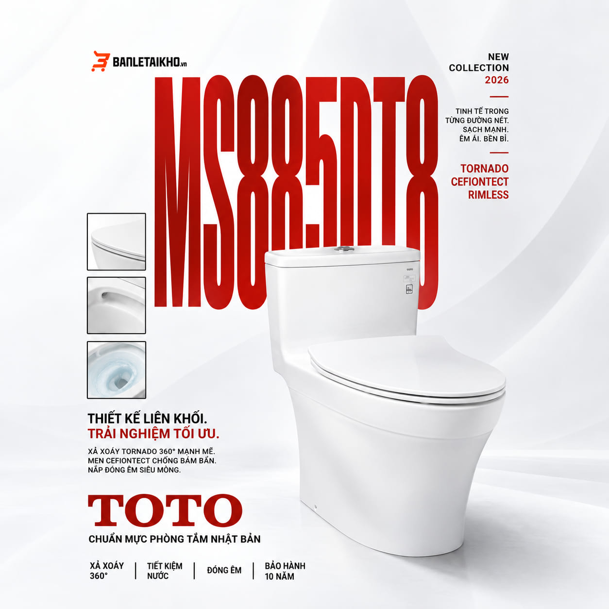 Bồn Cầu TOTO MS885DT8 Nắp Đóng Êm TC600VS 1 bon-cau-toto-ms885dt8-tai-toto-banletaikho-3